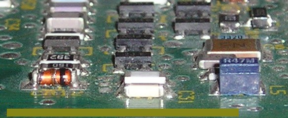 view of stacked parallel capacitors