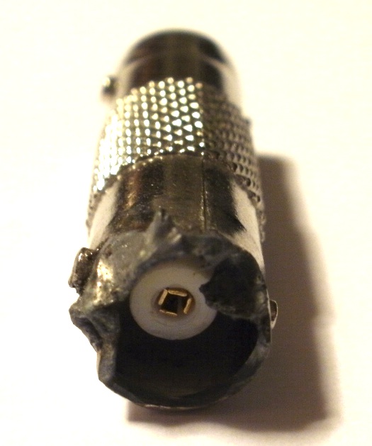 View of Melted BNC Barrel Adapter